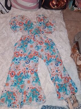 Floral Off-Shoulder Wide-Leg Jumpsuit - Multicolor